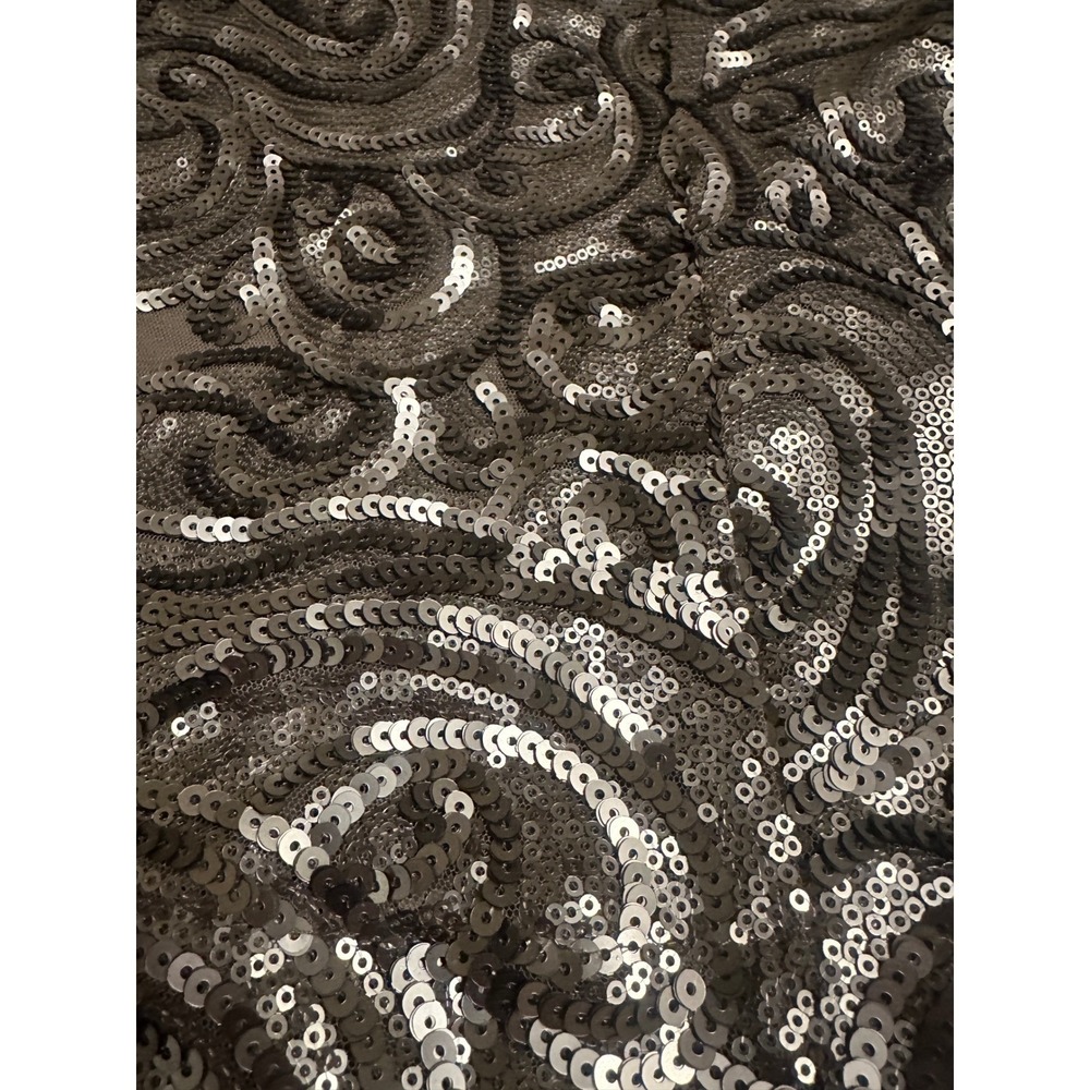 Venus Sequin Swirl Cocktail Dress Taupe Silver V-Neck Bodycon Women 14 Party - Picture 12 of 16